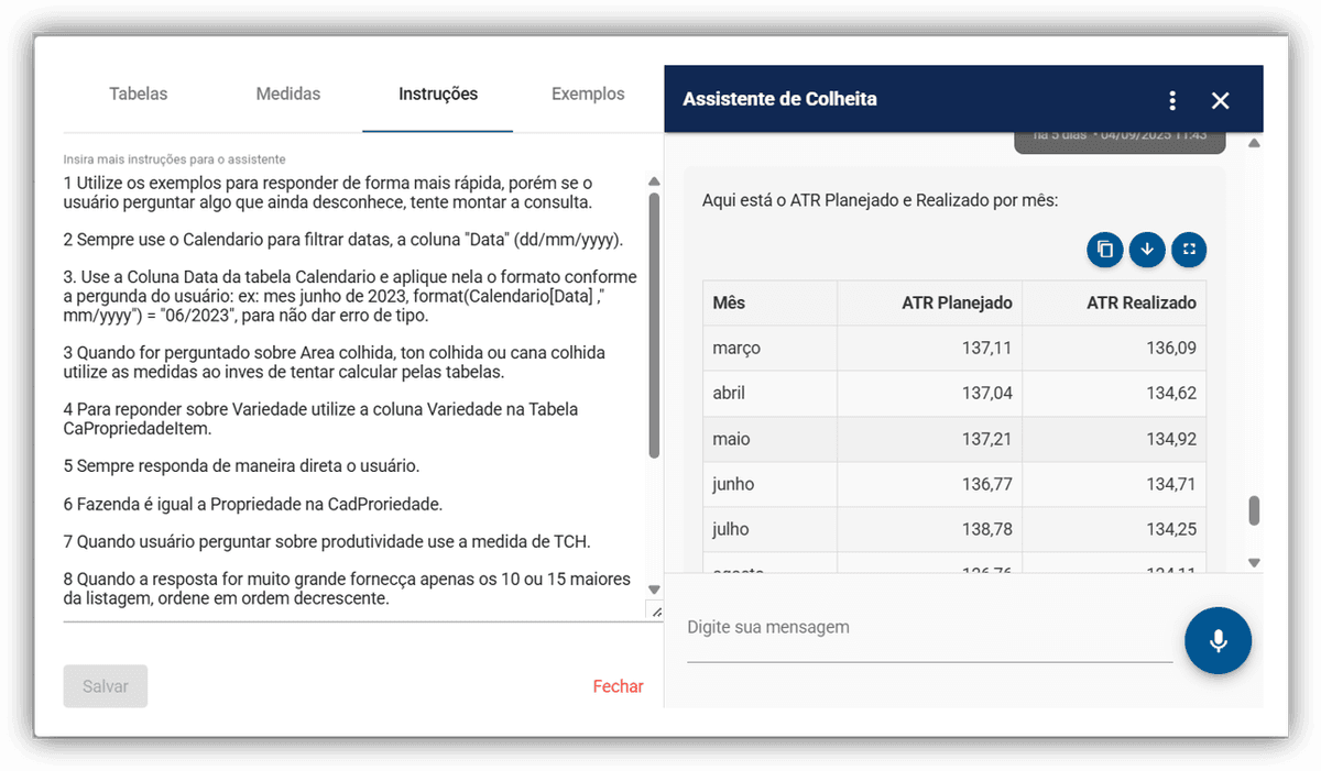 Configuração de medidas